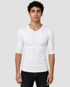 Muscle Shape V-Neck Tee – White