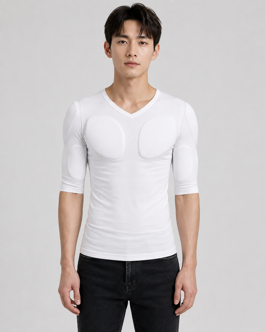 Muscle Shape V-Neck Tee – White