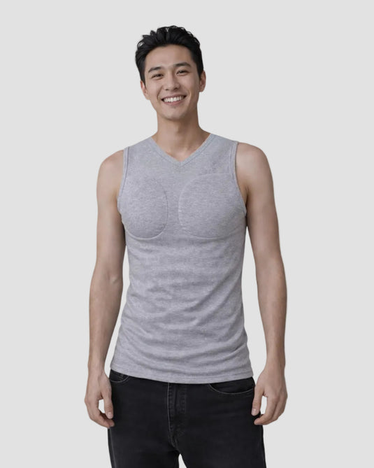 Muscle Shape Vest V-neck  – Grey