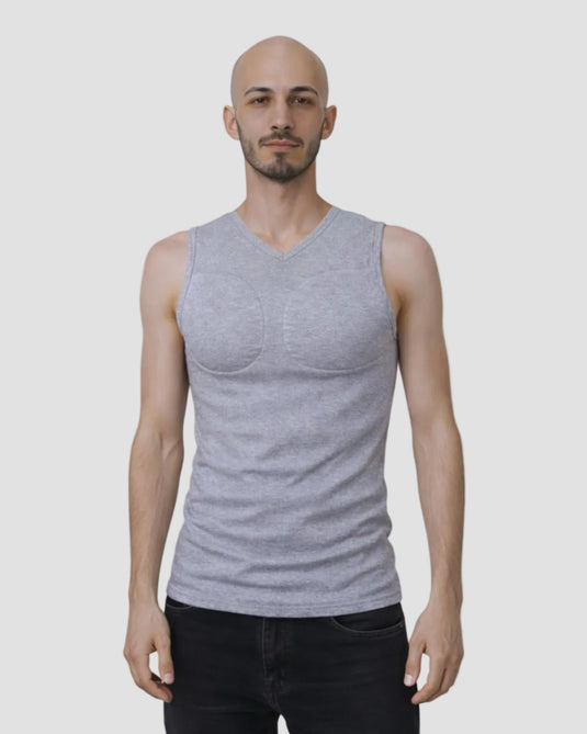 Muscle Shape Vest V-neck  – Grey