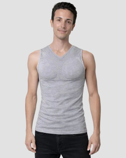 Muscle Shape Vest V-neck  – Grey