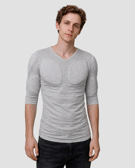 Muscle Shape V-Neck Tee –  Grey