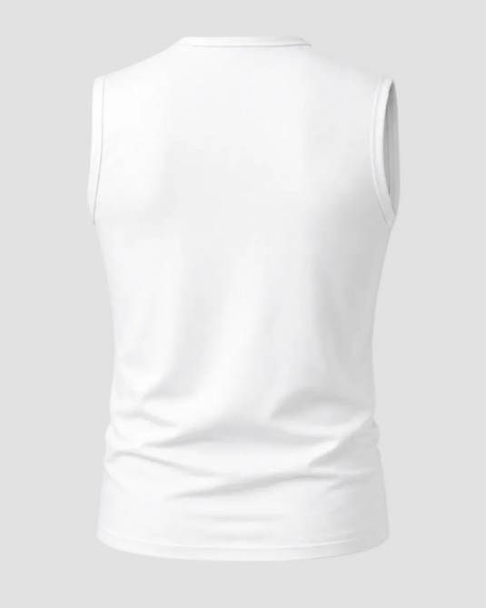 Muscle Shape Vest V-neck  – White