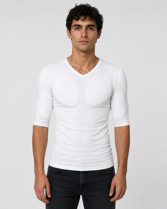 Muscle Shape V-Neck Tee – White