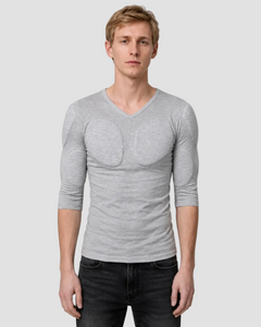 Muscle Shape V-Neck Tee –  Grey