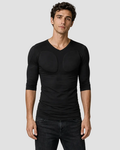 Muscle Shape V-Neck Tee –  Black